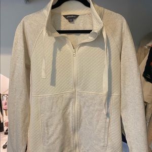 Eddie Bauer full-zip cream sweatshirt jacket
